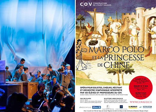 Opra: Marco Polo et la princesse de Chine, costumes Karine Dubois, mise en scne de Sophie Pasquet Racine et affiche, Conservatoire de louest vaudois